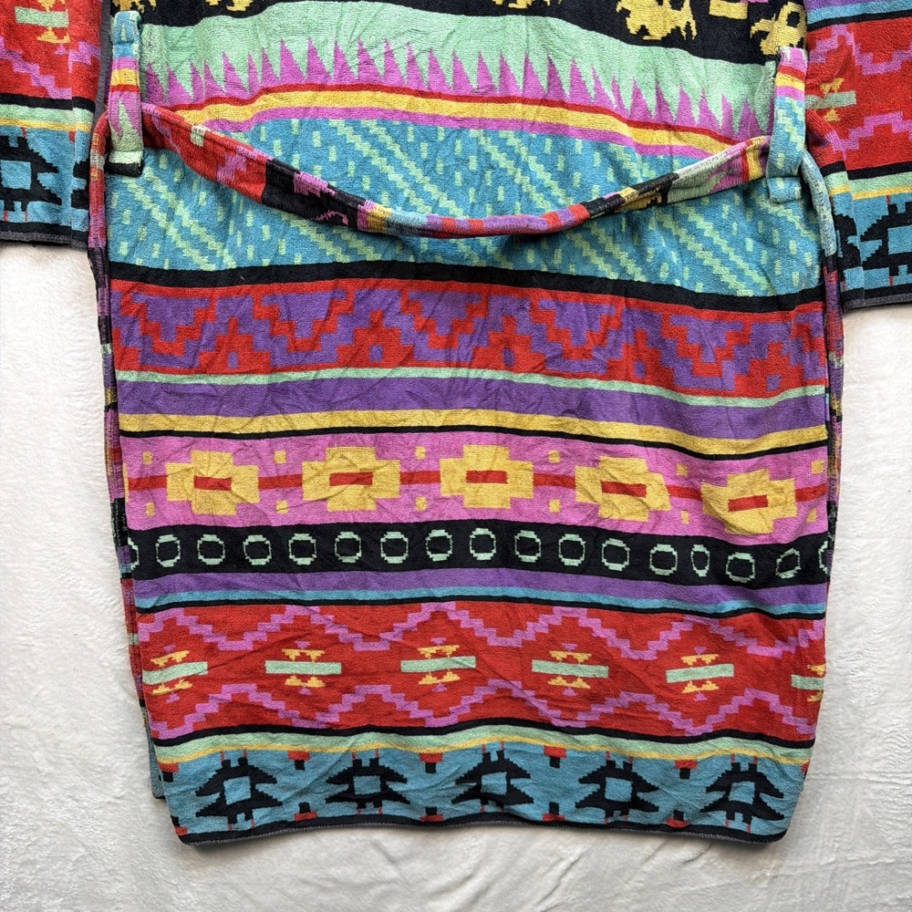 Vintage Hammacher Schlemmer Southwestern Aztec Robe Belted One Size Cotton‎ - Picture 12 of 13